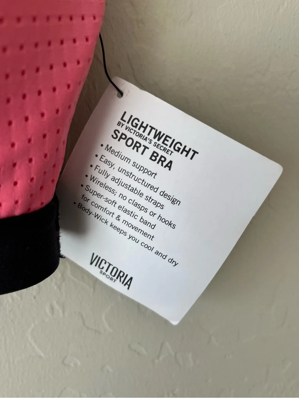 Victoria Secret sport light weight sports bra strapy front pink NEW 32D